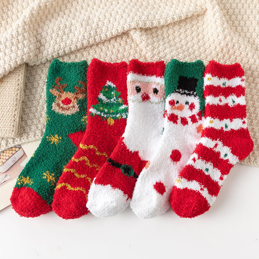 Copy of Christmas Red Socks for Children - Autumn and Winter Thickening - Warm Home Socks Coral Velvet Floor Socks Plush Middle Tube