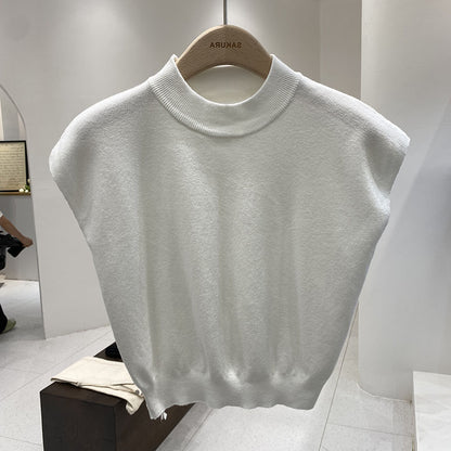 Sleeveless Loose Short Waist Bandage Dress Outer Wear Vest