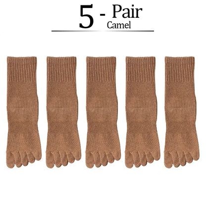 5 Pairs/lot Women Five Fingers Socks 100% Cotton Solid Colour Ladies Split Toe Sports Socks Spring Autumn Harajuku Toe Socks