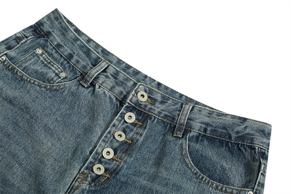 Ripped Denim Bootcut Trousers Men And Women
