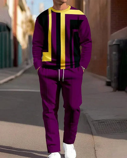 Fashion Men's Casual Sporty Round Neck Sweatshirt And Pants Two-piece Set - SD & CO.