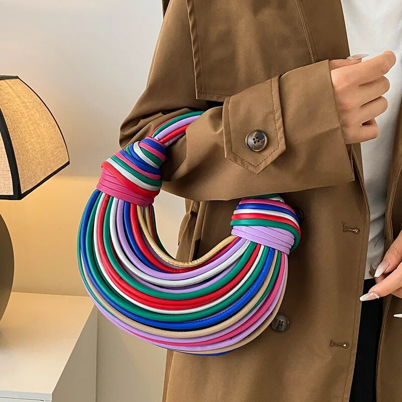 Copy of New Colourful Rainbow Noodles Shaped Luxury Designer Women Lady Handbag Underarm Bag Woman Totes Purses Clutch Party Dinner Bags