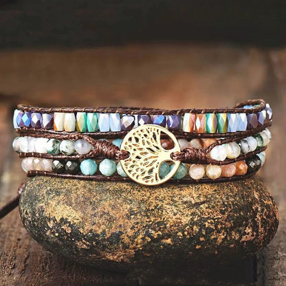 Natural Stone Hand-woven Multi-layer Tree Of Life Accessories Couple Bracelet