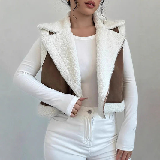 Western Style Light Fur Integrated Lamb Wool Vest