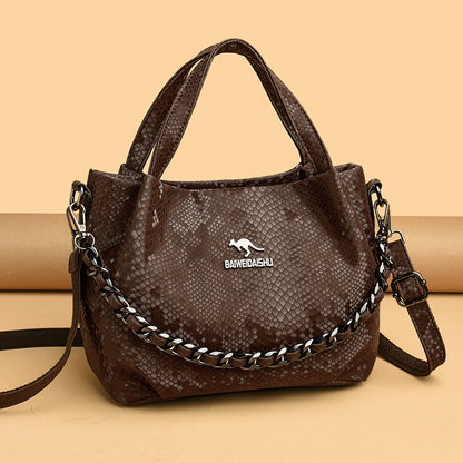 Niche Chain Versatile Genuine Leather Pleated Shoulder Bag