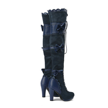 Women's High Heel Lace Strap Boots