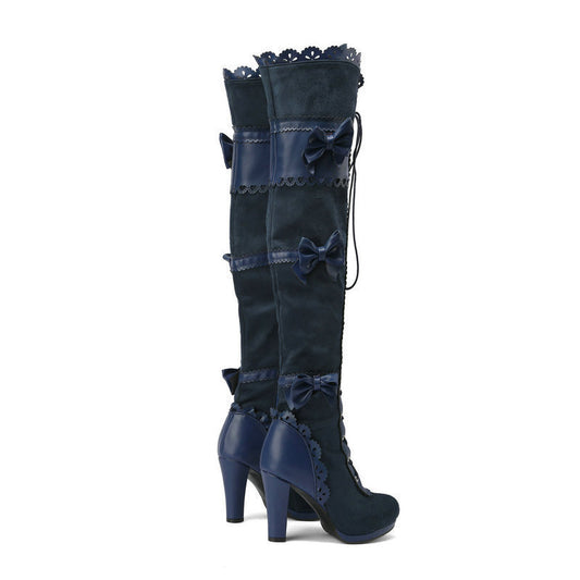 Women's High Heel Lace Strap Boots