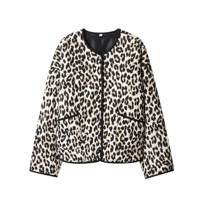 Women's Fashionable Printed Snap-button Long-sleeved Jacket