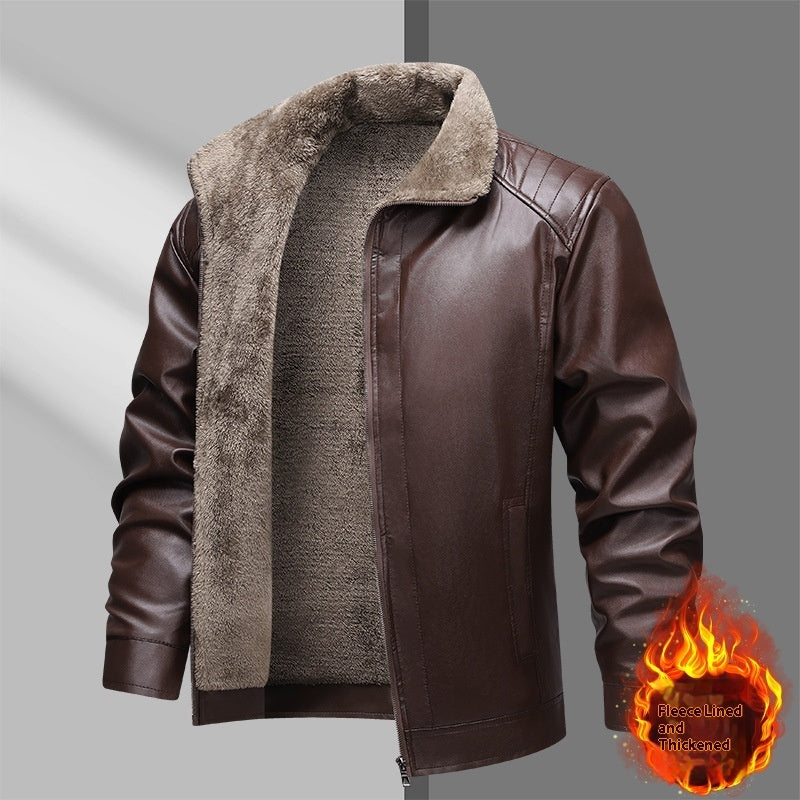 Fleece-lined Real Leather Jacket