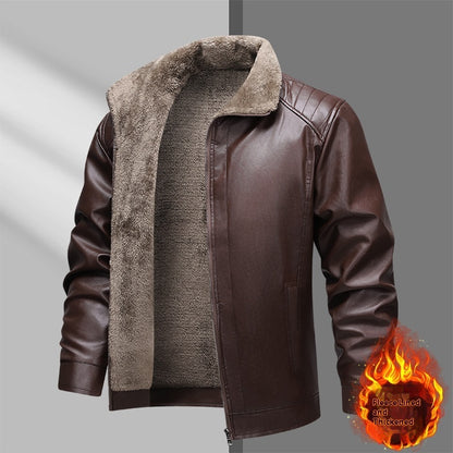 Fleece-lined Real Leather Jacket