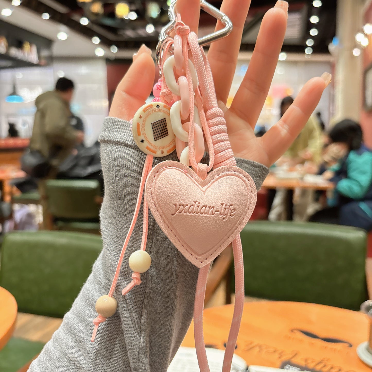 Woven Rope Leather Heart-shaped Small Gourd Pendant Keychain