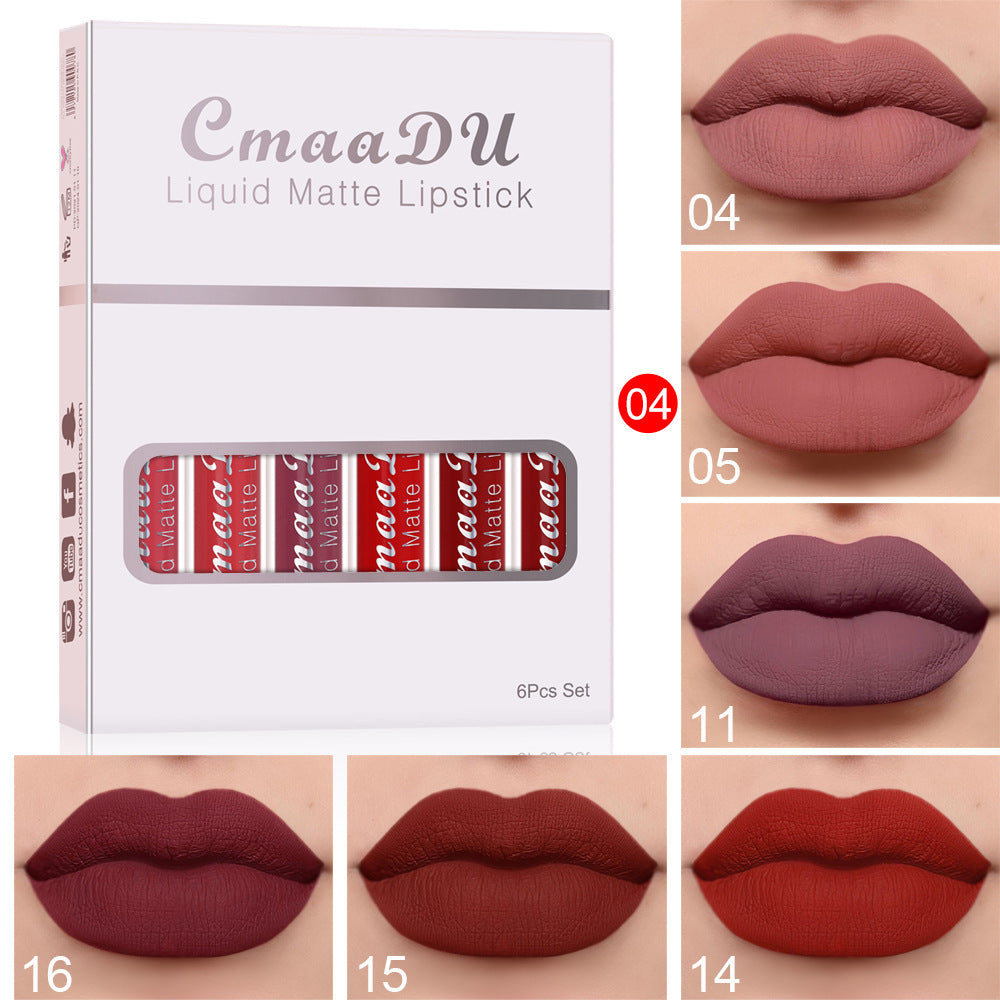 6 Boxes Of Matte Non-stick Cup Waterproof Lipstick Long Lasting Lip Gloss - SD & CO.