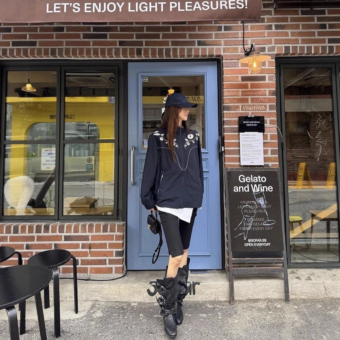 Contrast Color Jacquard Design Loose Casual Long Sleeves Jacket Coat - SD & CO.