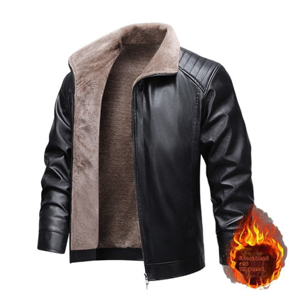 Fleece-lined Real Leather Jacket