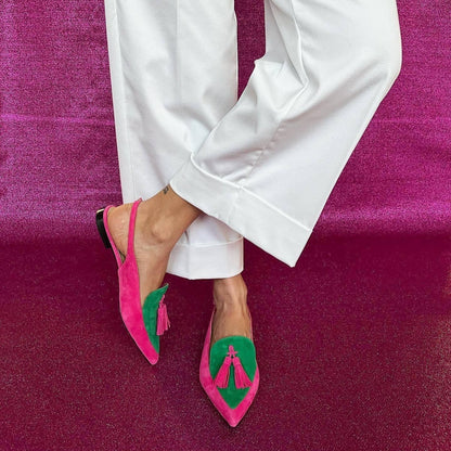 Color Matching Women's Plus Size Pointed Low Heel Slingback Sandals