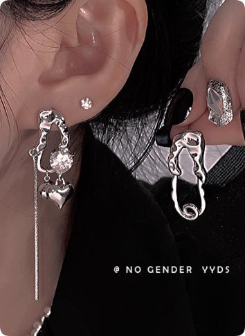 Asymmetrical Textured Stud Earrings For Women, Niche Design