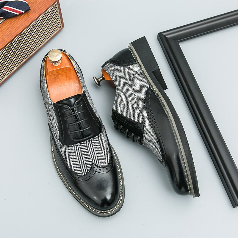 Fashion Brogue Men's Korean-style Casual Formal Wear Leather Shoes