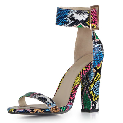 Women's Open Toe Hollow Fashion Pattern Thick High Heel Sandals