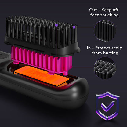 2 In 1 Straight Hair Comb Wireless Hair Straightener Brush Hair Fast Heating Portable Hot Curler USB Charging - SD & CO.