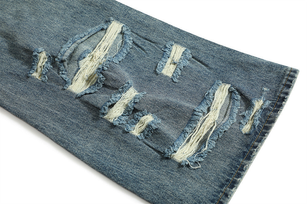 Ripped Denim Bootcut Trousers Men And Women