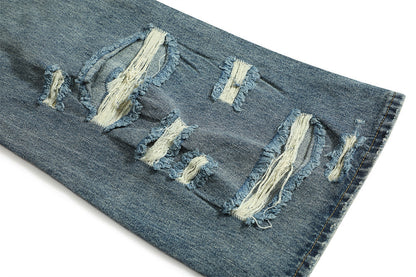 Ripped Denim Bootcut Trousers Men And Women