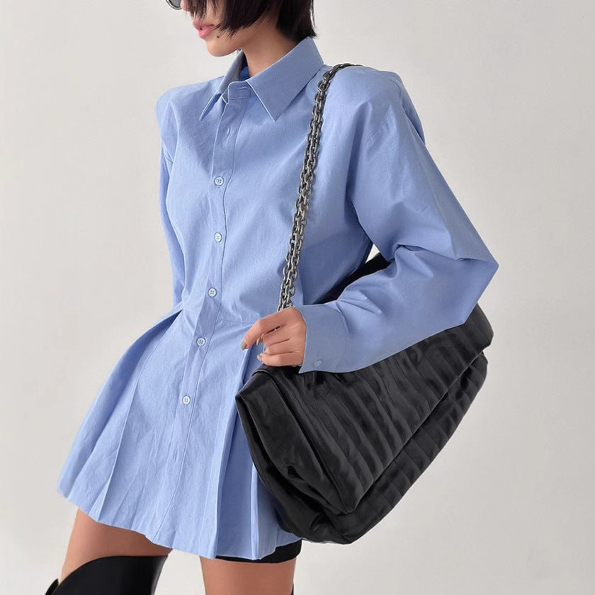 Temperament Commute All-match Cotton Shirt Long-sleeved Lace-up Top - SD & CO.