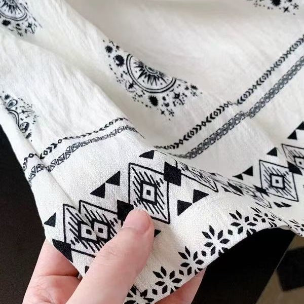 Retro Beaded Drawstring Women's Summer Cool Wide-leg Pants