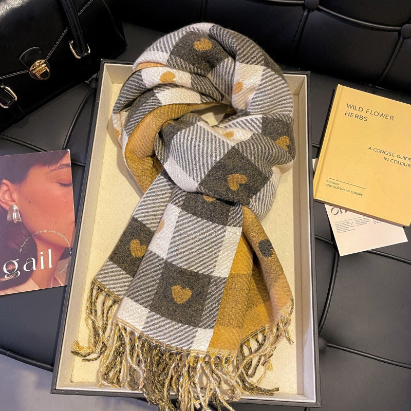 Scarf Winter Thicken Thermal Solid Color Mohair Shawl