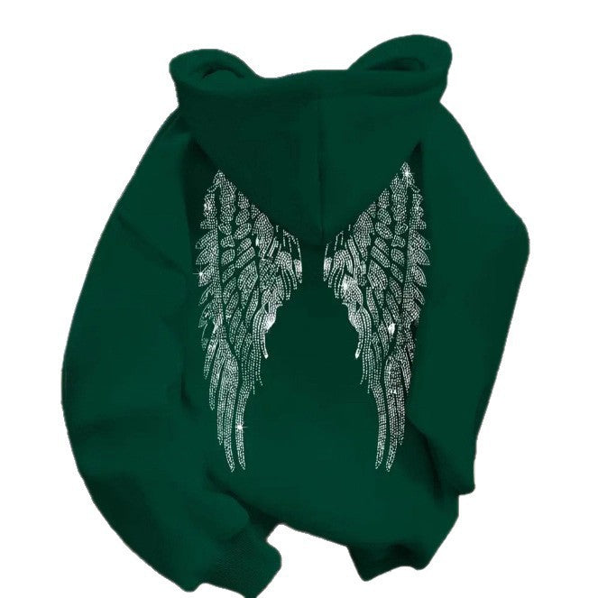 Trendy Minimalist Design Wings Printing Sweater Casual Loose Sweatshirt Pullover