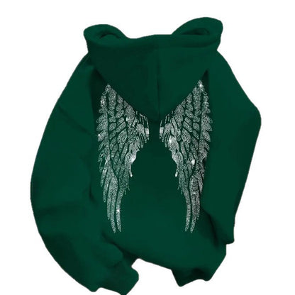Trendy Minimalist Design Wings Printing Sweater Casual Loose Sweatshirt Pullover