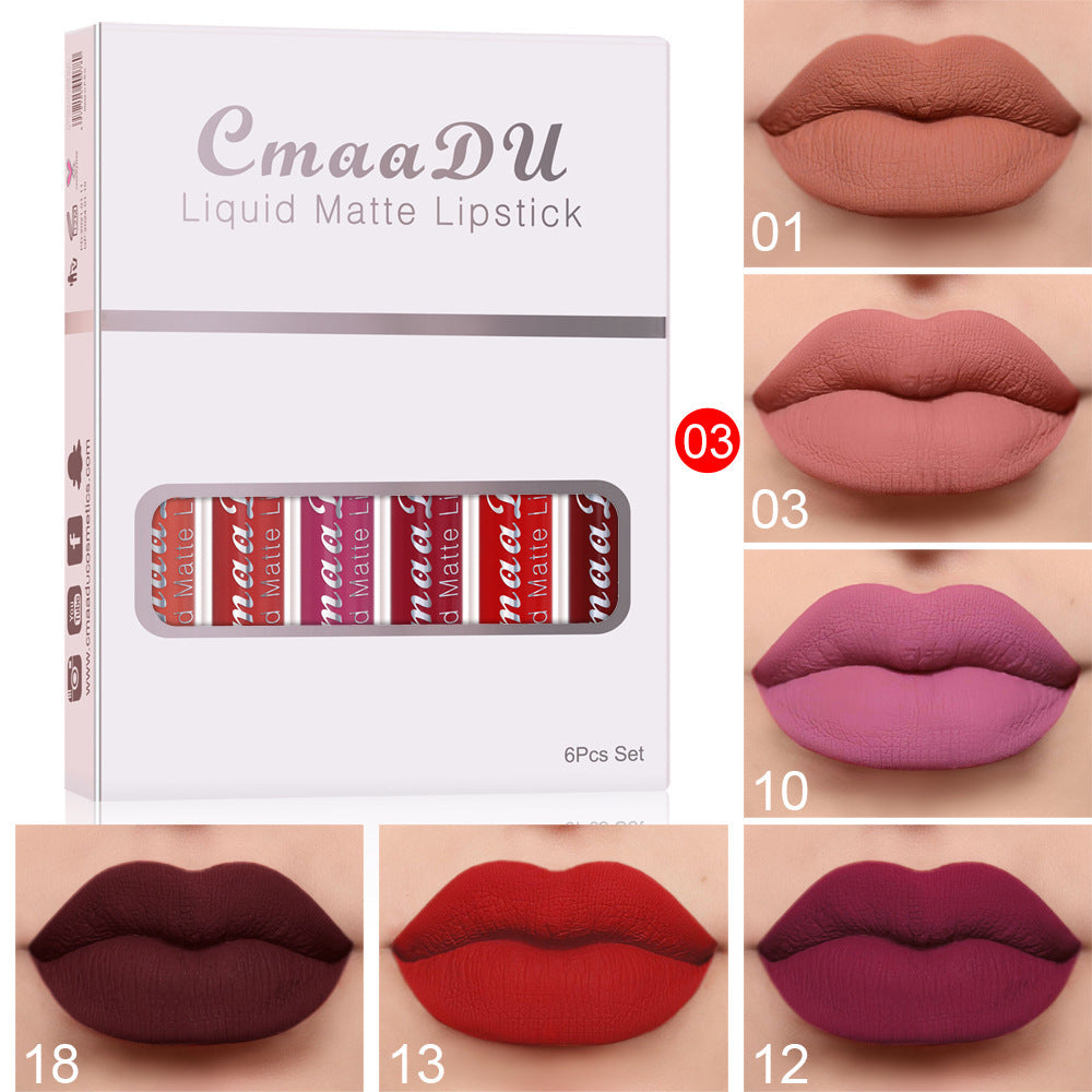 6 Boxes Of Matte Non-stick Cup Waterproof Lipstick Long Lasting Lip Gloss - SD & CO.