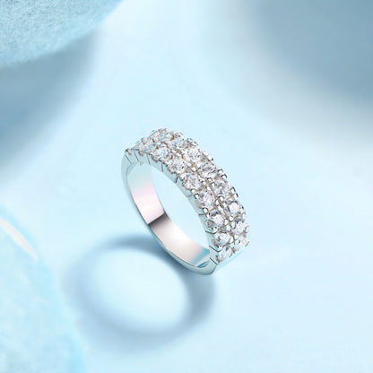 Starry Sky - A Wedding Ring Set With Top-quality Moissanite S925 Silver And Platinum-plated Diamond Can Be Inspected With A Diamond Pen
