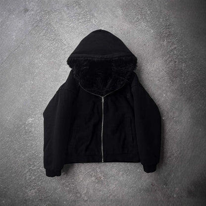 Positive And Negative Wearable Fashion Hooded Cardigan Simple Street Warm And Simple