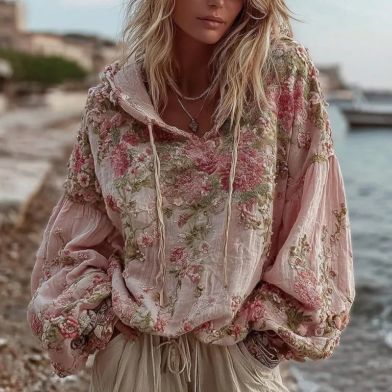 Women's Long Sleeve Hooded Sweatshirt Pullover Loose Casual Top