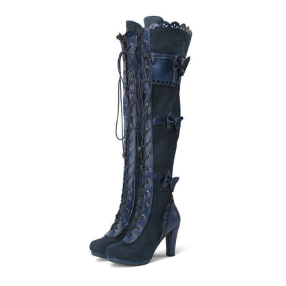 Women's High Heel Lace Strap Boots
