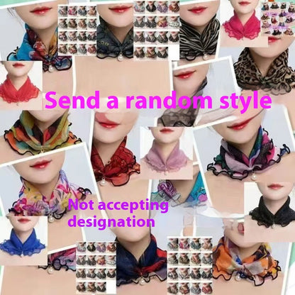 Printed Cute Decorative Scarf Lace Thin Pendant Small Silk Scarf