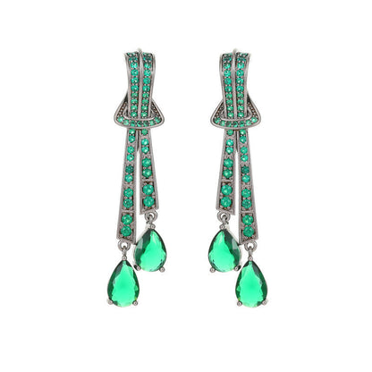 Knot Drop Earrings With Silver Needle And Zircon Inlaid