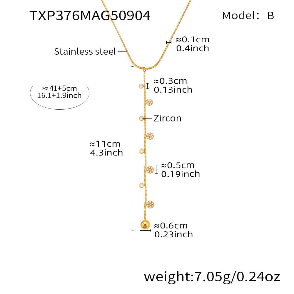 INS Minimalist Stitched Small Flower Round Zircon Necklace Bracelet Set