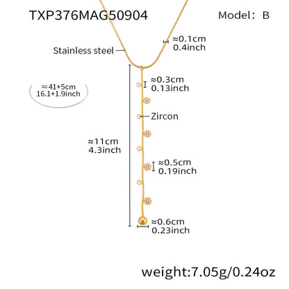 INS Minimalist Stitched Small Flower Round Zircon Necklace Bracelet Set