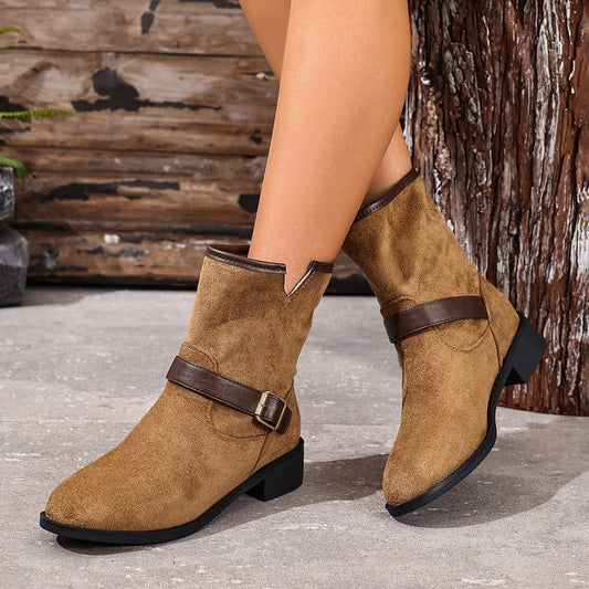 Casual Metal Buckle Slip-on Women's Martin Boots