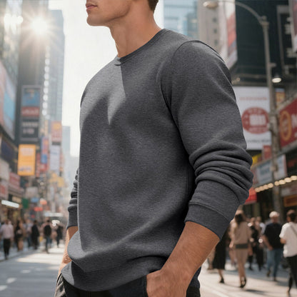 Fleece-lined Crew Neck Sweater Male Loose Casual Top - SD & CO.