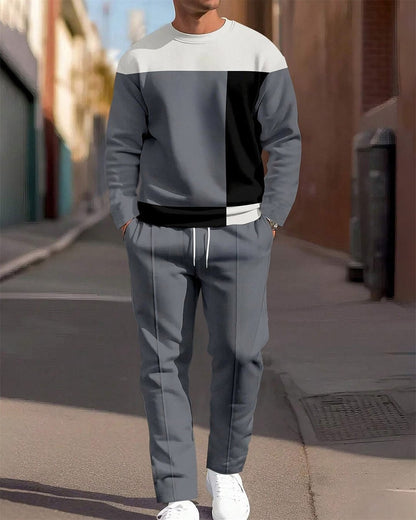 Fashion Men's Casual Sporty Round Neck Sweatshirt And Pants Two-piece Set - SD & CO.