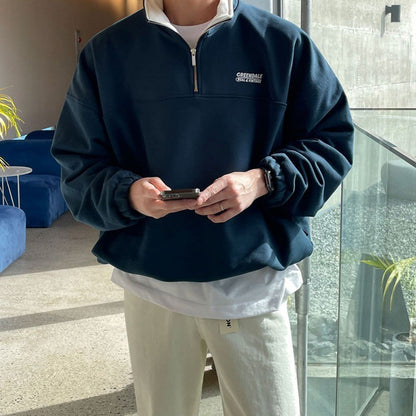 Trendy Half Zipper Men's Spring Loose Sweater - SD & CO.