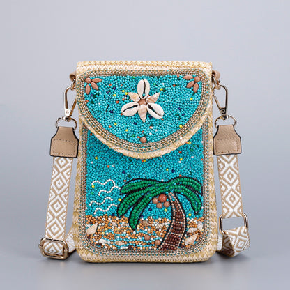 Rice Bead Bag Woven Women's Shoulder