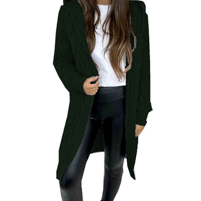 Hooded long Fried Dough Twists sweater cardigan