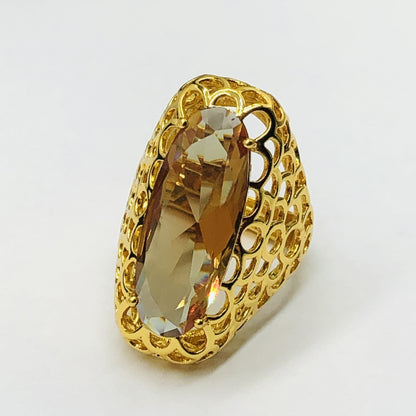 Hand Inlaid Copper-plated 18K Gold Ring For Women