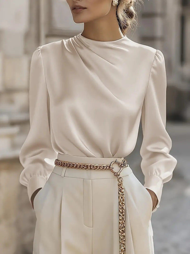 Elegant Winter High-Neck Blouse