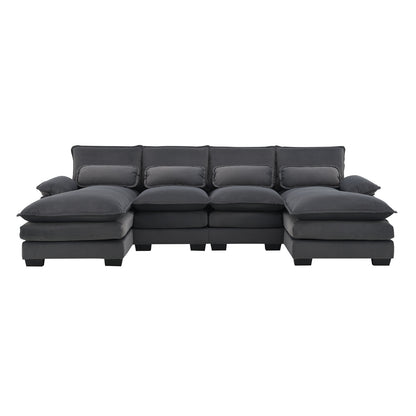 New Modern U-shaped Sectional Sofa, 6-Seat With Waist Pillows 109.8 55.9