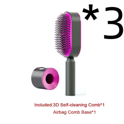 Self Cleaning Hair Brush For Women One-key Cleaning Hair Loss Airbag Massage Scalp Comb Anti-Static Hairbrush - SD & CO.