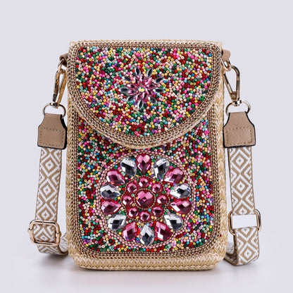 Rice Bead Bag Woven Women's Shoulder